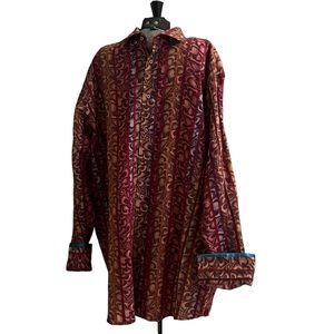 Luchiana Viscanti Black men’s shirt with coordinating cuffs. Size 2xlt